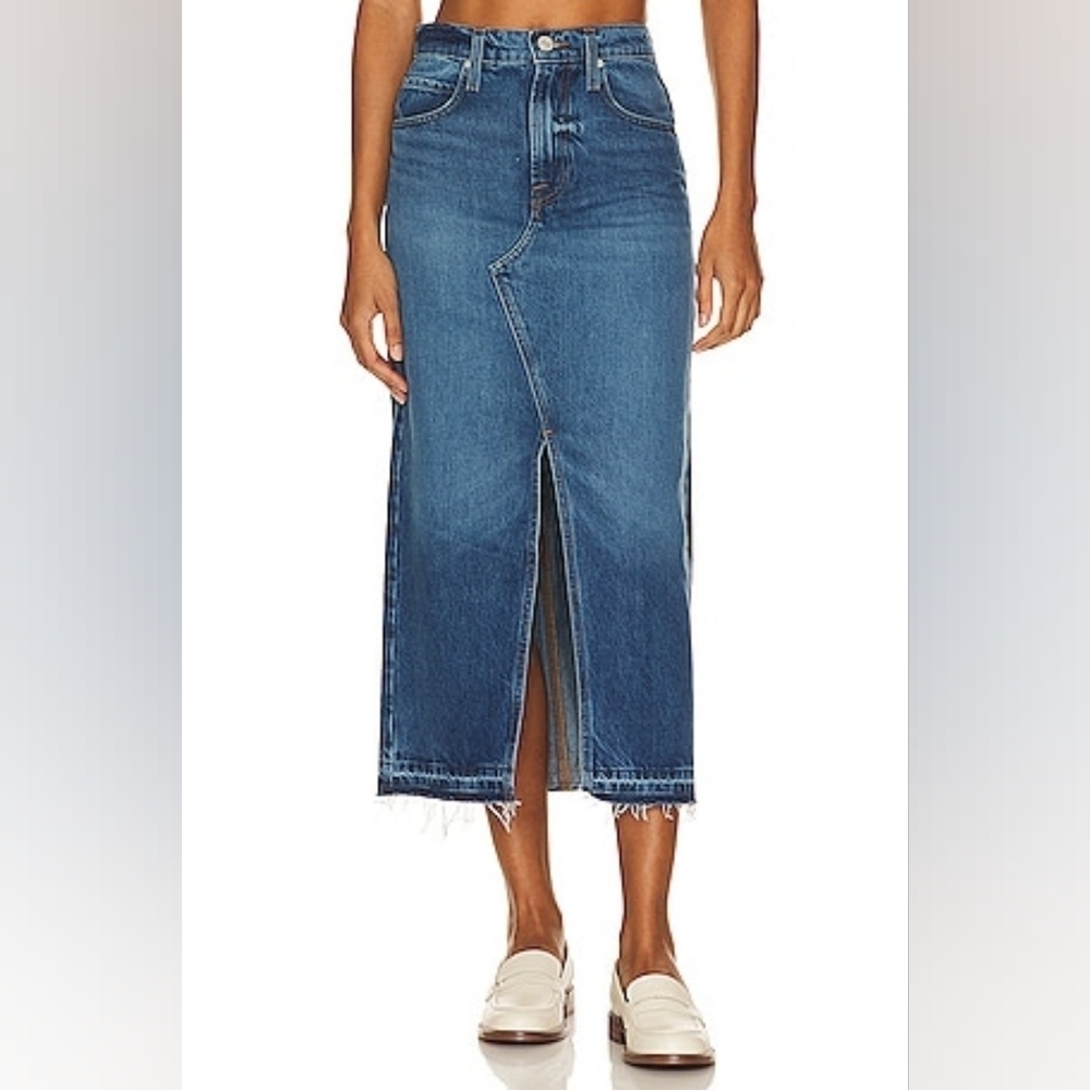 Frame Midaxi Del Amor Midi Maxi Denim Dark Wash Jean Skirt - 31